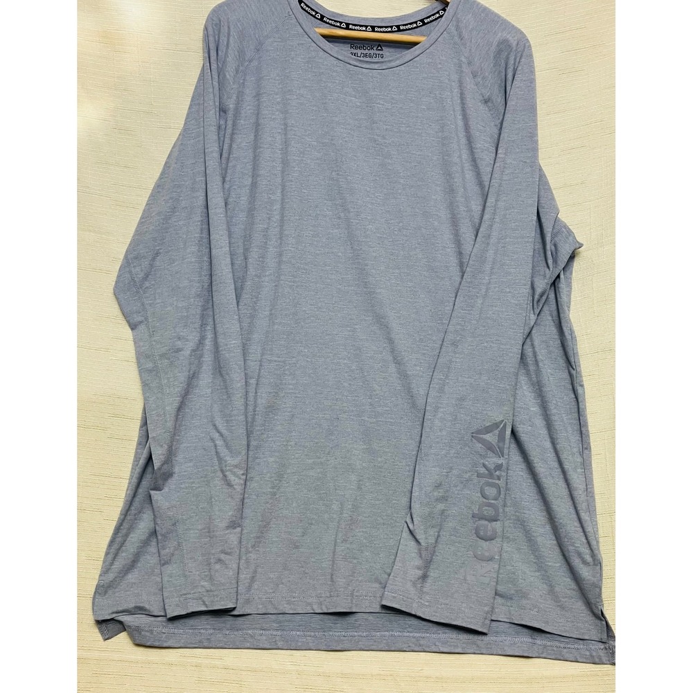 Reebok Long Sleeve Shirt Mens 3XL Gray Excellent Heathered Performance Tee